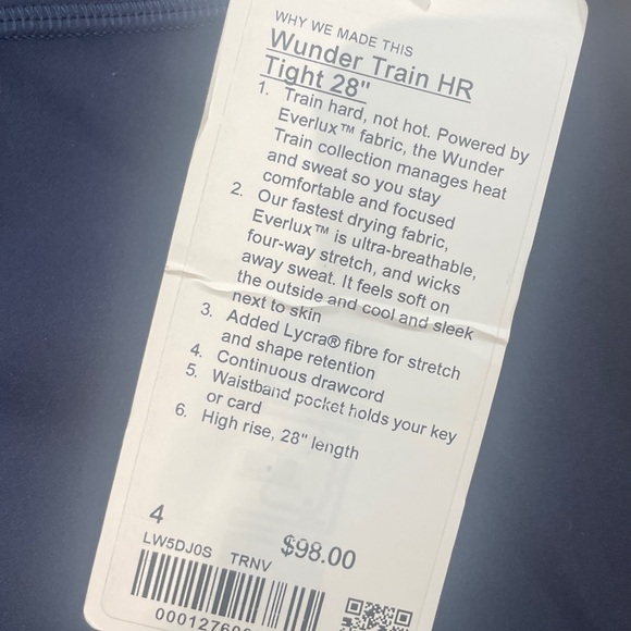 lululemon athletica navy Wunder Train Leggings 28” inseam size 4 - Picture 2 of 5